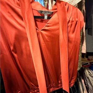 White House Black Market Deep Red Satin Blouse